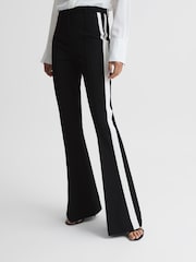Reiss Black Amie Flared Side Stripe Trousers - Image 1 of 7