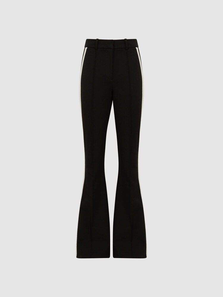 Reiss Black Amie Flared Side Stripe Trousers - Image 2 of 7