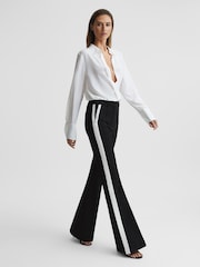 Reiss Black Amie Flared Side Stripe Trousers - Image 3 of 7