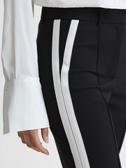 Reiss Black Amie Flared Side Stripe Trousers - Image 4 of 7