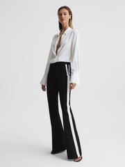 Reiss Black Amie Flared Side Stripe Trousers - Image 6 of 7