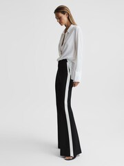 Reiss Black Amie Flared Side Stripe Trousers - Image 7 of 7