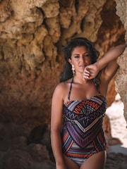 Seaspray Katherine Brown Tribal Bandeau Tummy Control Swimsuit - Image 2 of 5