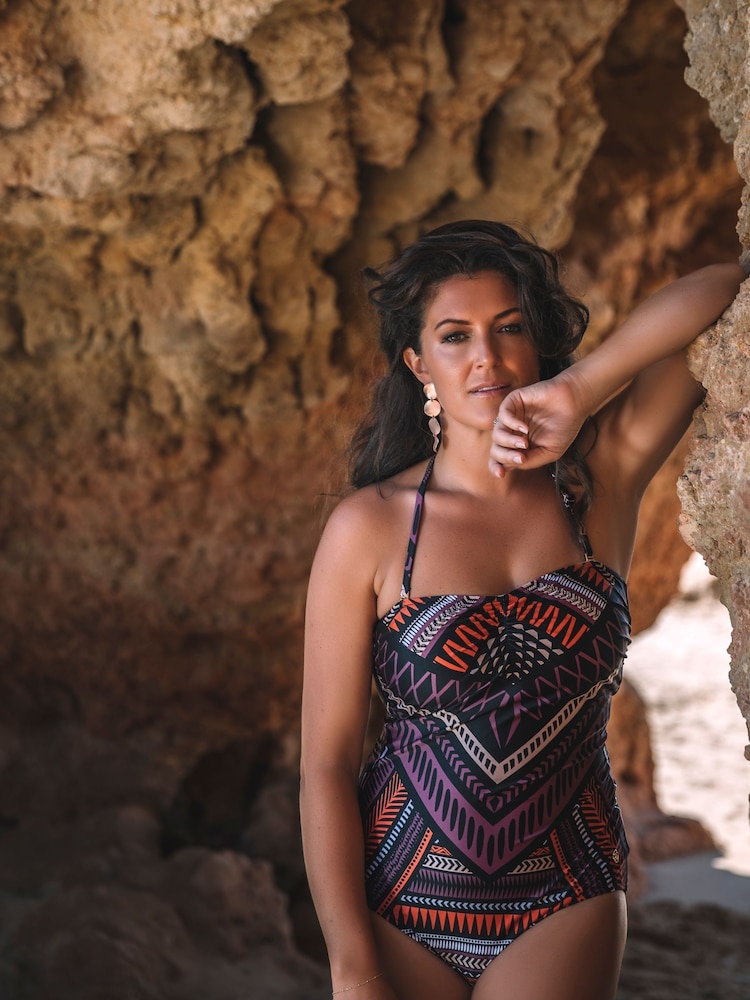Seaspray Katherine Brown Tribal Bandeau Tummy Control Swimsuit - Image 2 of 5