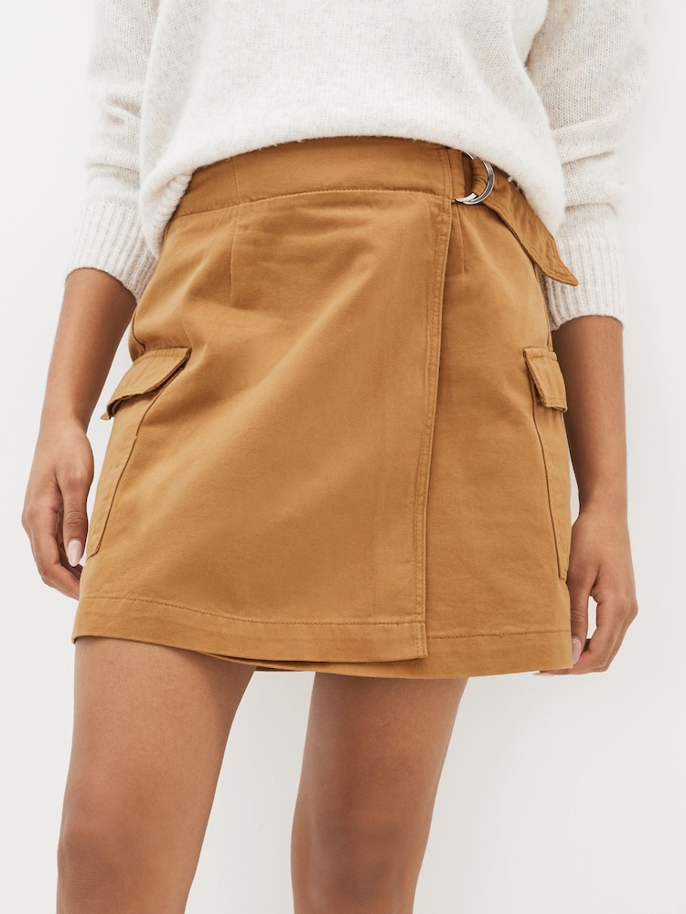 Brown Wrap Over Utility Mini Skirt - Image 2 of 4