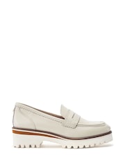 Moda in Pelle White Ellani Leather Chunky Snaffle Trim Loafers - Image 1 of 4