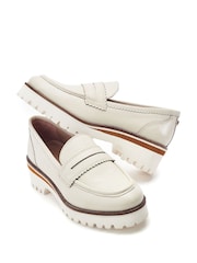 Moda in Pelle White Ellani Leather Chunky Snaffle Trim Loafers - Image 3 of 4