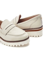 Moda in Pelle White Ellani Leather Chunky Snaffle Trim Loafers - Image 4 of 4