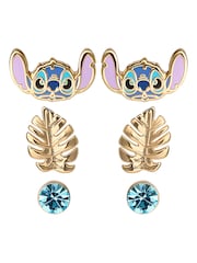 Peers Hardy Disney Lilo & Stitch Gold Tone Coloured 3 Piece Earring Set - Image 1 of 3