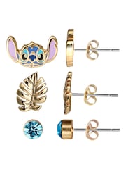 Peers Hardy Disney Lilo & Stitch Gold Tone Coloured 3 Piece Earring Set - Image 2 of 3