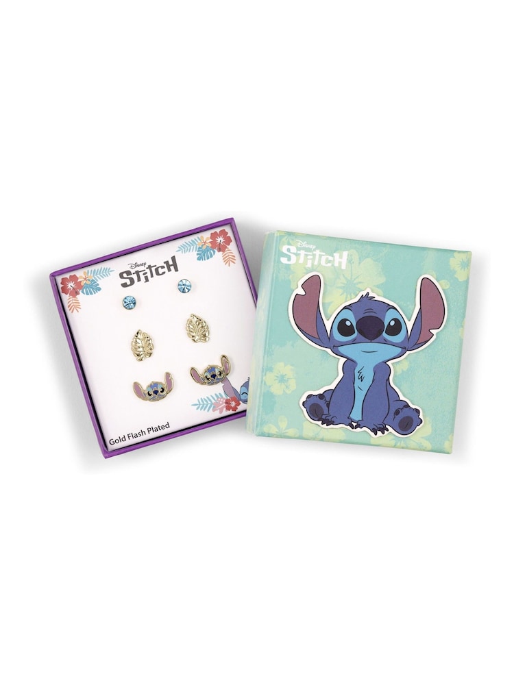 Peers Hardy Disney Lilo & Stitch Gold Tone Coloured 3 Piece Earring Set - Image 3 of 3