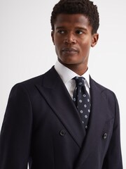 Reiss Navy Rock Medallion Jacquard Print Silk Tie - Image 3 of 6