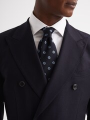 Reiss Navy Rock Medallion Jacquard Print Silk Tie - Image 4 of 6