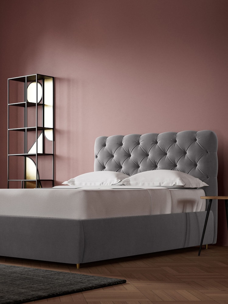 Swoon Easy Velvet Silver Grey Burbage Divan Bed - Image 2 of 8