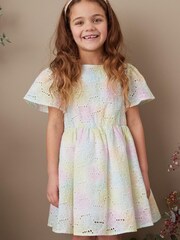 Arc-en-ciel pastel - Robe en coton brodé (3mths-10yrs) - Image 1 de 6