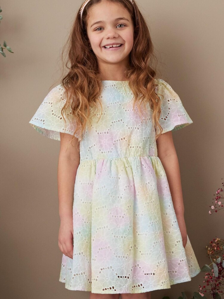 Arc-en-ciel pastel - Robe en coton brodé (3mths-10yrs) - Image 1 de 6