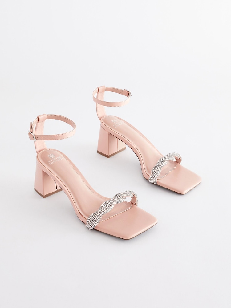 Nude/Pink - Forever Comfort® Sandale mit Blockabsatz und Schmucksteinbesatz - Bild 2 von 6 Nude/Pink - Forever Comfort® Sandale mit Blockabsatz und Schmucksteinbesatz - Bild 2 von 6