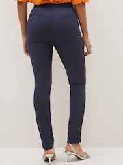 Navy Blue Elastic Back Skinny Zip Detail Trousers - Image 1 of 4