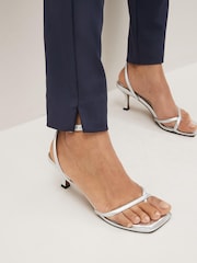 Navy Blue Elastic Back Skinny Zip Detail Trousers - Image 3 of 4