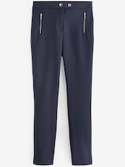 Navy Blue Elastic Back Skinny Zip Detail Trousers - Image 4 of 4