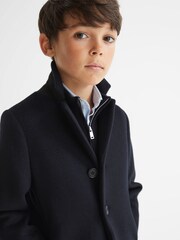 Reiss Navy Gable Senior Single Breasted Overcoat - Image 4 of 6