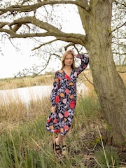 Barbour® Navy Floral Nahla Wrap Dress - Image 1 of 11