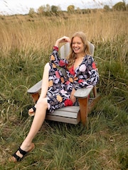 Barbour® Navy Floral Nahla Wrap Dress - Image 3 of 11