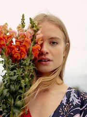 Barbour® Navy Floral Nahla Wrap Dress - Image 4 of 11