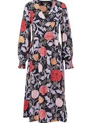 Barbour® Navy Floral Nahla Wrap Dress - Image 9 of 11