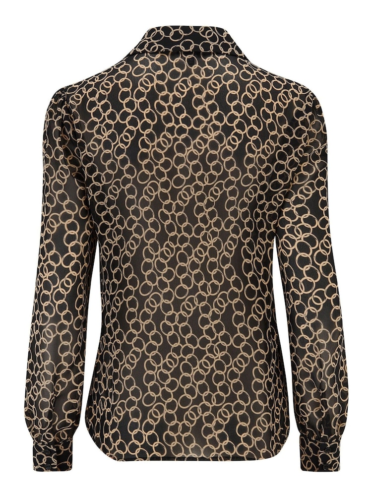 Pour Moi Black & Gold Chain Natalya Chiffon Shirt - Image 4 of 4