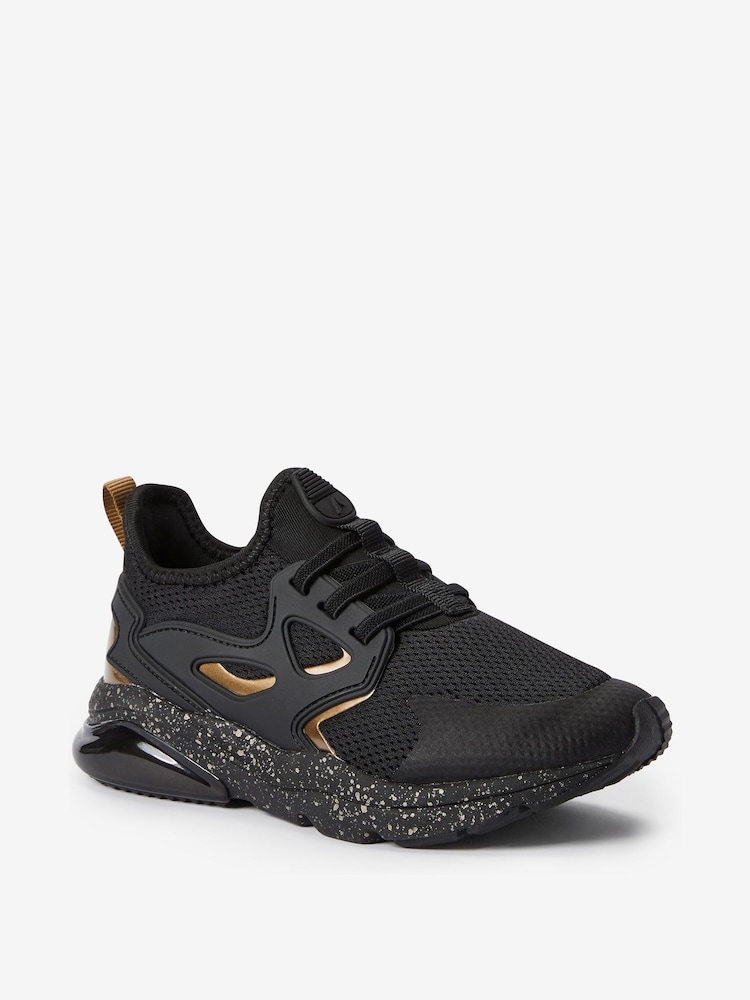 Black/Gold Pull On Trainers - Image 2 of 4