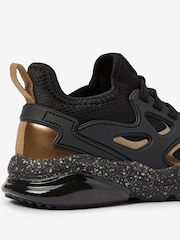 Black/Gold Standard Fit (F) Elastic Lace Trainers - Image 5 of 5