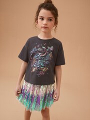 Charcoal Grey Sequin Celestial T-Shirt (3-16yrs) - Image 2 of 8
