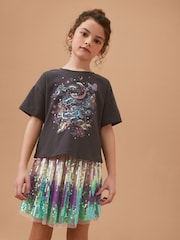 Charcoal Grey Sequin Celestial T-Shirt (3-16yrs) - Image 3 of 8