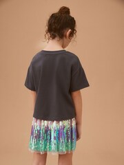 Charcoal Grey Sequin Celestial T-Shirt (3-16yrs) - Image 4 of 8