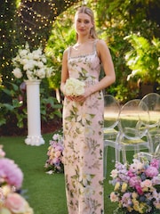 Adrianna Papell Pink Stretch Jacquard Column Dress - Image 1 of 6