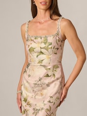 Adrianna Papell Pink Stretch Jacquard Column Dress - Image 4 of 6
