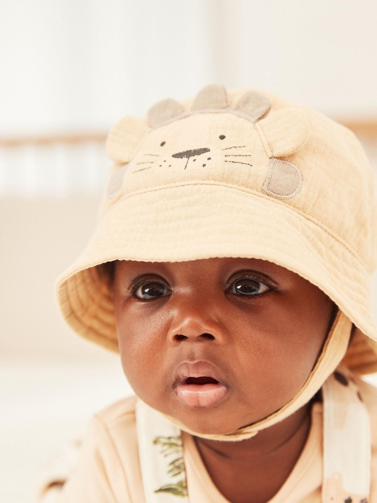 Sand Brown Character Baby Bucket Hat (0mths-2yrs) - Image 1 of 3 Sand Brown Character Baby Bucket Hat (0mths-2yrs) - Image 1 of 3