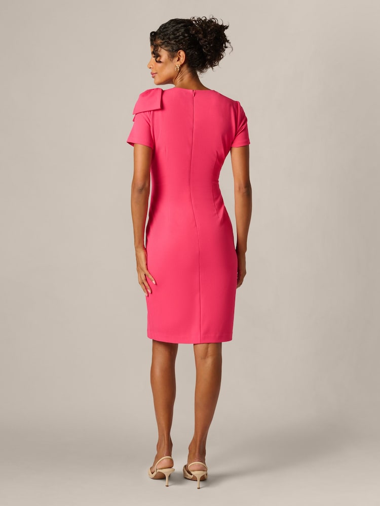 Adrianna Papell Pink Pleated Bow Dress - Image 2 of 6