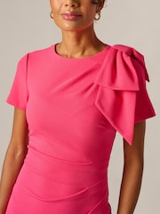 Adrianna Papell Pink Pleated Bow Dress - Image 3 of 6