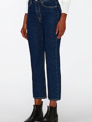 7 For All Mankind Blue Deep Dive Straight Crop Jeans - Image 1 of 6