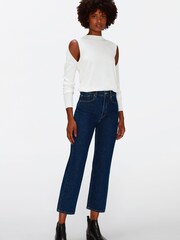 7 For All Mankind Blue Deep Dive Straight Crop Jeans - Image 2 of 6