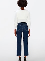 7 For All Mankind Blue Deep Dive Straight Crop Jeans - Image 3 of 6