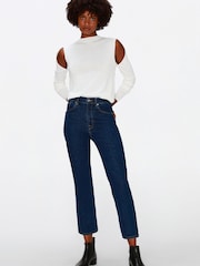 7 For All Mankind Blue Deep Dive Straight Crop Jeans - Image 4 of 6