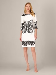 Adrianna Papell White Petite Scroll Lace Short Dress - Image 2 of 7