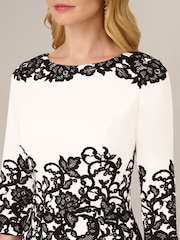 Adrianna Papell White Petite Scroll Lace Short Dress - Image 4 of 7