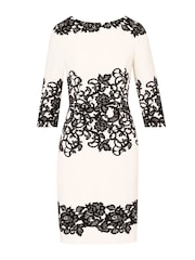 Adrianna Papell White Petite Scroll Lace Short Dress - Image 6 of 7