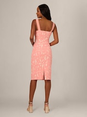 Adrianna Papell Pink Hibiscus Jacquard Tucked Dress - Image 2 of 6