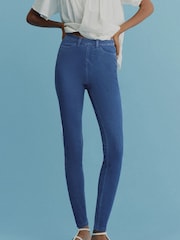 Blue Dark Wash Jersey Denim Leggings - Image 2 of 6