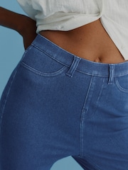 Blue Dark Wash Jersey Denim Leggings - Image 4 of 6